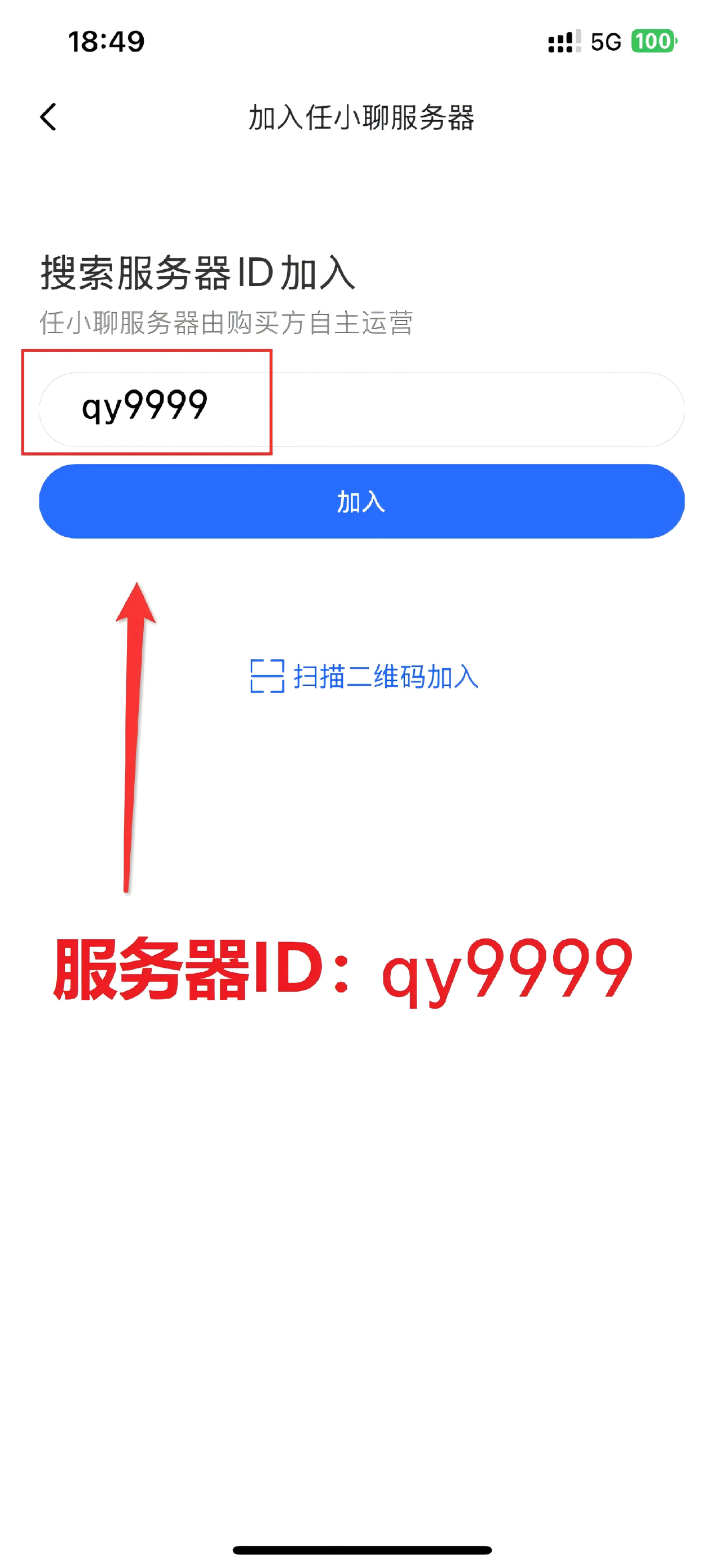 服务器ID输入界面